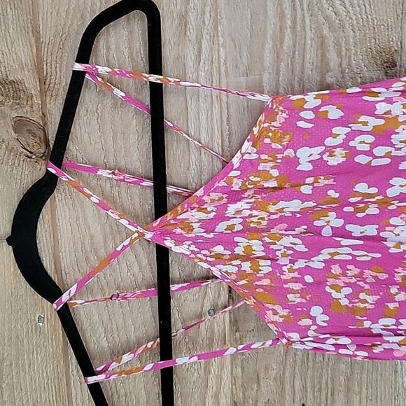 Anthropologie XSmall Pink Floral Semi Sheer Mini Dress NWT - Picture 4 of 8